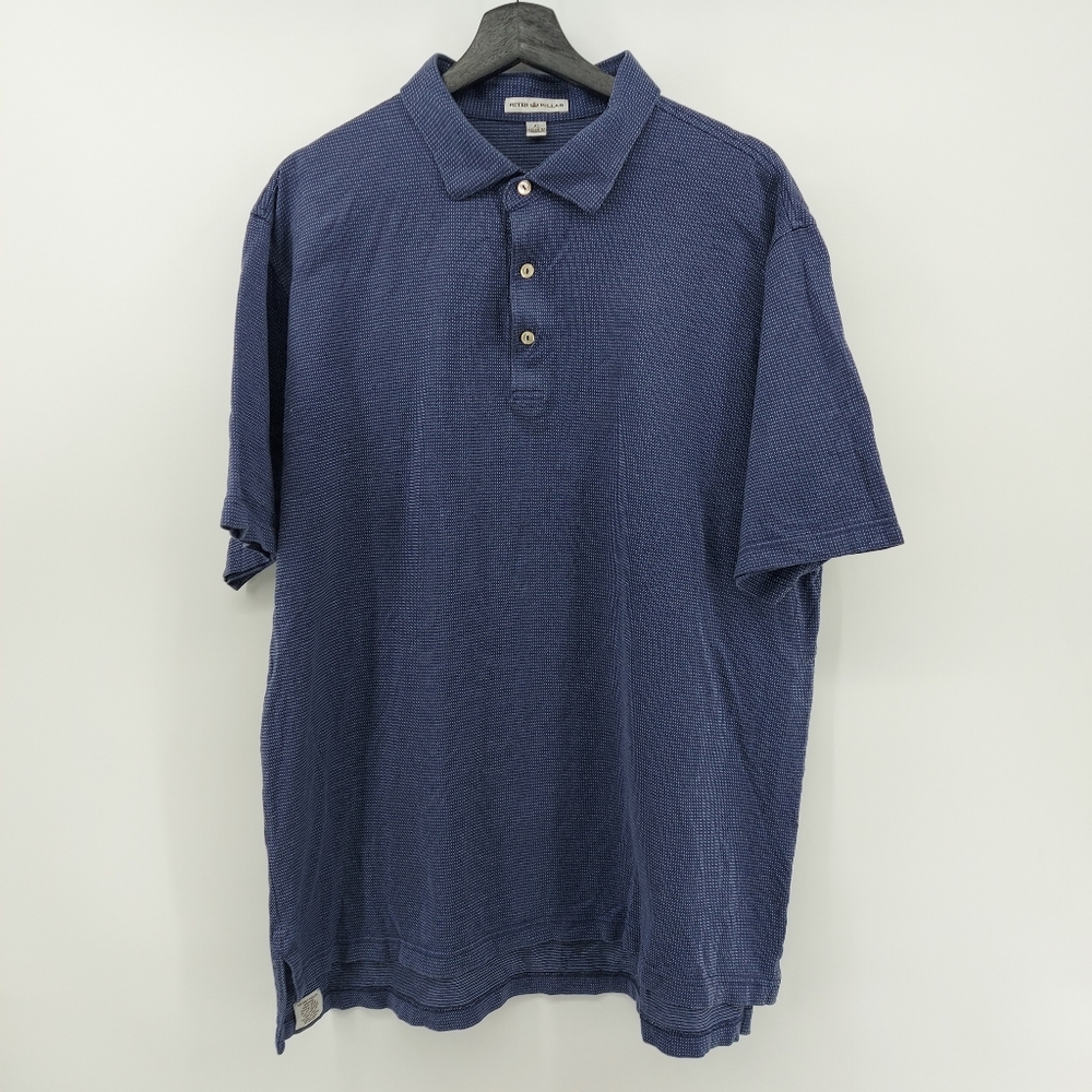 Peter Millar  Golf Micro Dot Shirt Blue Size X Large